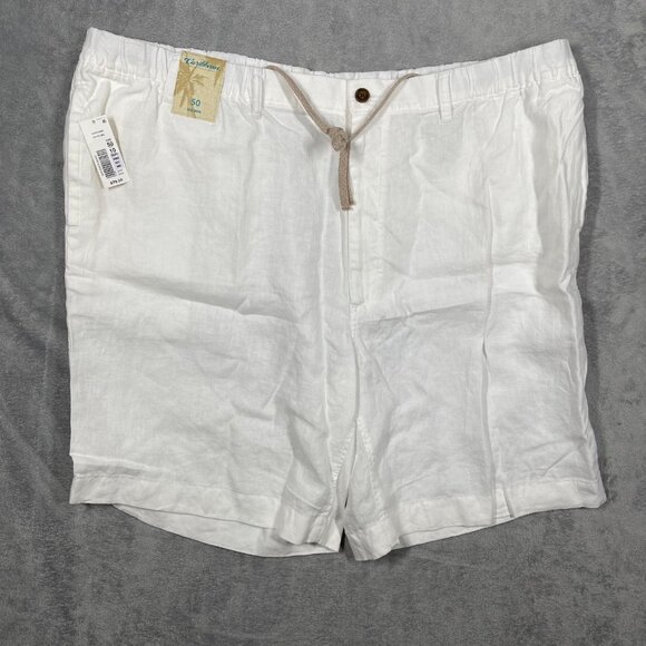 Caribbean Linen Drawstring Shorts Mens Size 50 White Elastic Waist Relaxed NWT - Picture 1 of 9